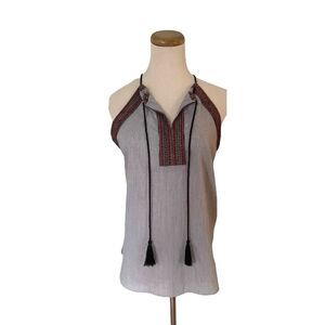 🆕 [Ann Taylor LOFT] Striped Halter Tassel Top XSP